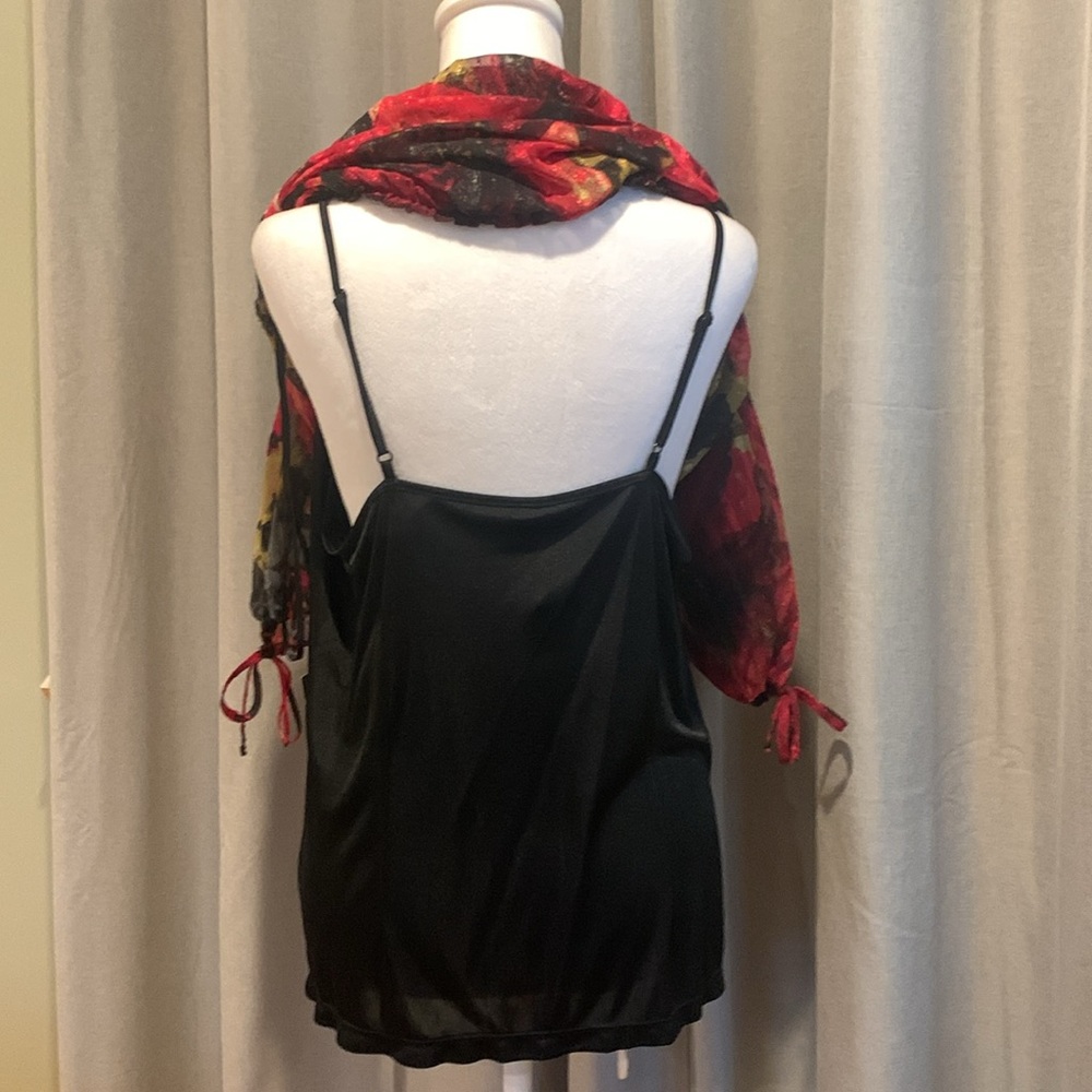 NWT - Style & Co. 2-Piece Red and Black Floral Blouse Size 12 - Picture 5 of 14